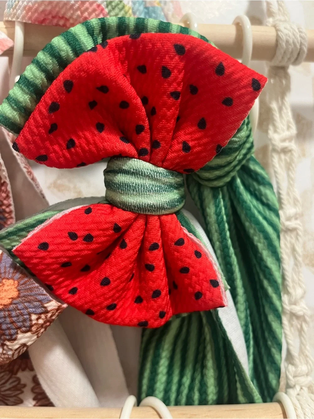 Baby Floral & Patterned Bow Headband Set- Pink, Orange, Red, Green